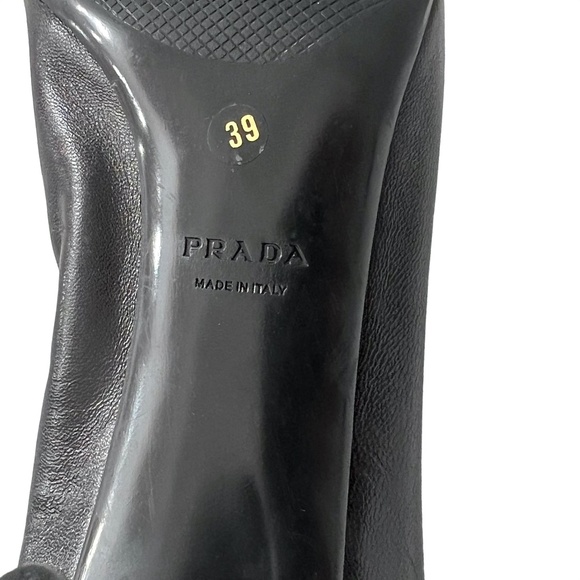 PRADA BLACK NAPPA SPORT B CALZATURE DONNA ELASTIC TOP CONE HEEL ROUND TOE PUMPS - Picture 11 of 15